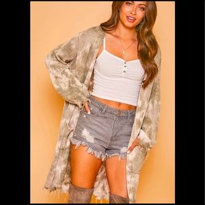Tie dye distressed Long Cardigan /sweater